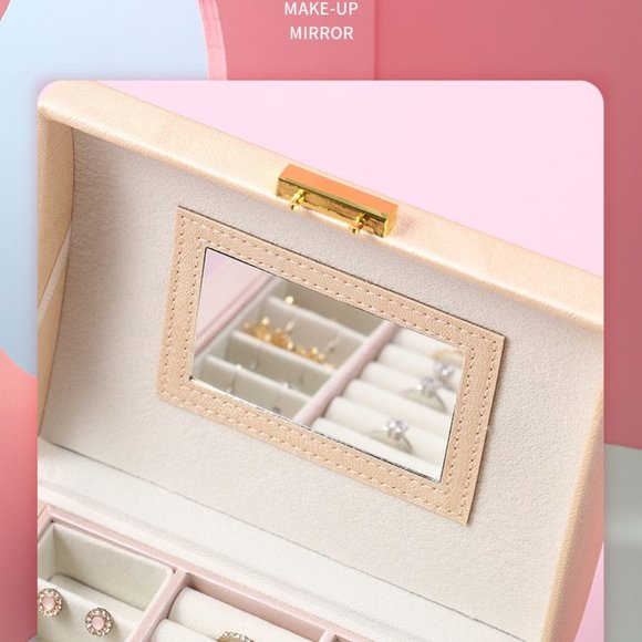 PU Leather Ladder Style Jewelry Box with Lock Mirror and Side Doors - Picture 5 of 8